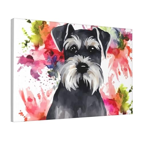 Impression sur toile schnauzer rétro 30x45cm affiche déco