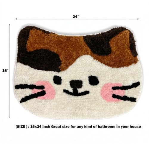 Image of VAS COLLECTIONS Luxurious 2000 GSM Microfiber Bath Mat | Super Soft, Thick & Fluffy | Anti-Skid, Super Absorbent, Machine Washable Bathroom /Kitchen /Door Mat (40x60 cm, Pack of 1) (Cute Kitten)