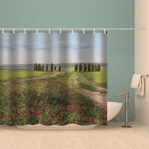 Rideau de douche imperméable vert anti-moisissure pour baignoire - 4