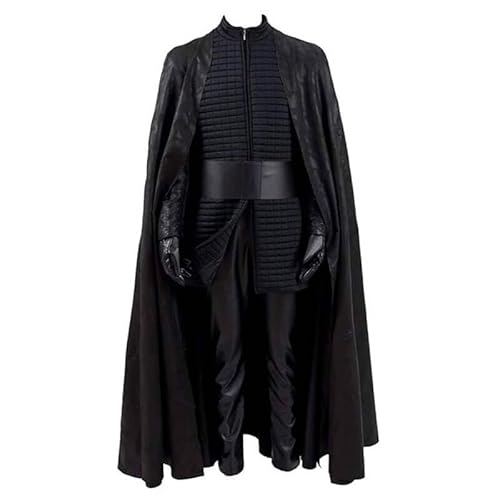 Men's Kylo Ren Costume With Mask Cloak Knight Master Ben Solo Costume Full Suit(Suit A, L)