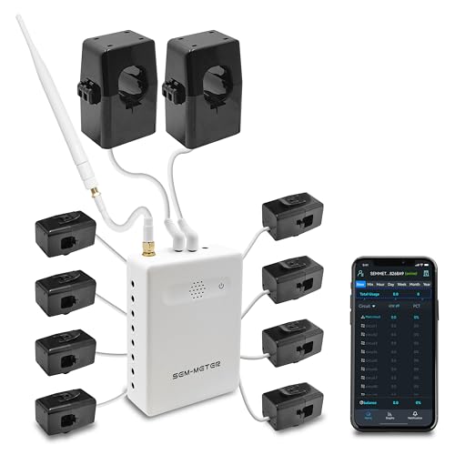 Image of Smart Home Energy Monitor with 8 50A Circuit Level Sensors, Measure Power Usage in Real-Time, History with App (8 50A Circuit Level Sensors) - Compatible with Home Assistant