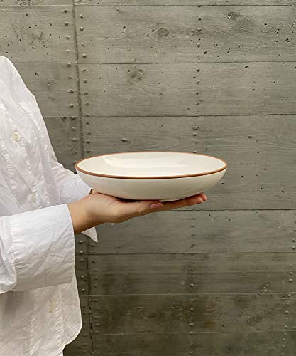 Mora Ceramic Large Pasta Bowls 30Oz, Set Of 4 - Serving, Salad, Dinner, Etc Plate/Wide Bowl - Microwave, Oven, Dishwasher Safe Kitchen Dinnerware - Modern Porcelain Stoneware Dishes, Vanilla White #TOP6