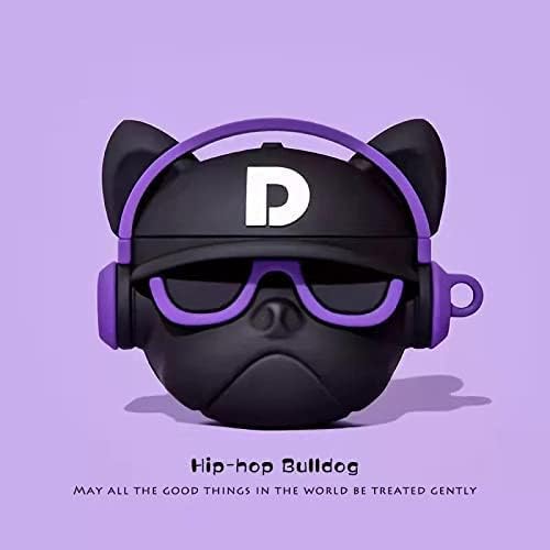 Image of New Cute Soft Silicone Case Compatible with Apple AirPods 4 Generation (2024) Full 360 Protection Dust-Proof Shockproof Case Cover with Hook (Cover Only) (Hip hop Dog Purple)