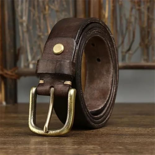 Men Genuine Leather Belt 3.3Cm Cowhide Strap Copper Buckle Classic Retro Casual Jeans Waistband4