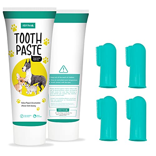 H&H Pets Dog Toothbrushes and Toothpaste Best Professional Cats & Dogs Finger Dental Brush, Dog Brush Set, Perfect for Dogs and Cats, Dog Supplies - Size Small 4 Count 3.5 Oz Toothpaste (100g) - image 8