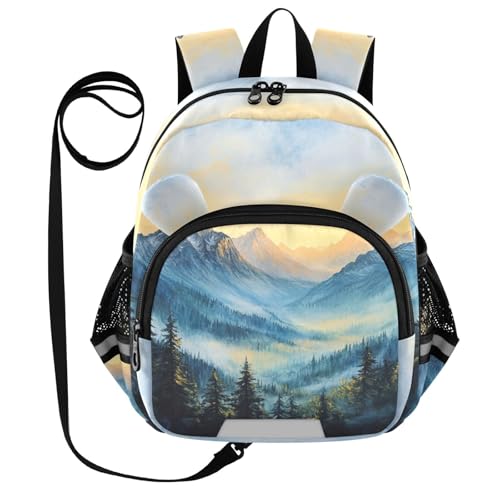 Mountain Conifer Toddler Harness Backpack for Boys Girls 3-6 Years Kids Backpack with Anti Lost Safety Leash Child Leash Backpack for Travel Walking Preschool