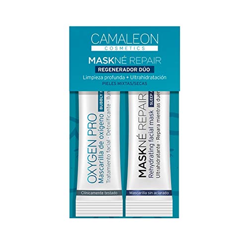 Camaleon Cosmetics, Pack Dúo Rehydrating Facial Mask + Oxygen Pro, Línea Maskné Repair, 2 unidades, 8ml