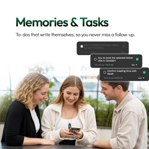 Image of India's First AI Wearable, Neo 1 - Meeting Notetaker for Offline & in-Person Conversations - Smart Summaries, to-Dos and Reminders - Black