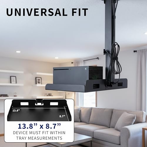 Image of VIVO Universal Ceiling Extending Projector Tray Mount, Height Adjustable Projection, No Hole Installation, Hidden Cable Routing, Black, MOUNT-VP08B | Universal extendable, adjustable height projection, no-hole installation, hidden cable management