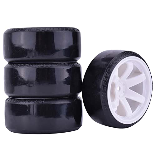 LAFEINA RC Plastic Wheel and Tire Set, 63mm Hard Tyres for 1/10 Drift Car HSP Tamiya HPI Kyosho...