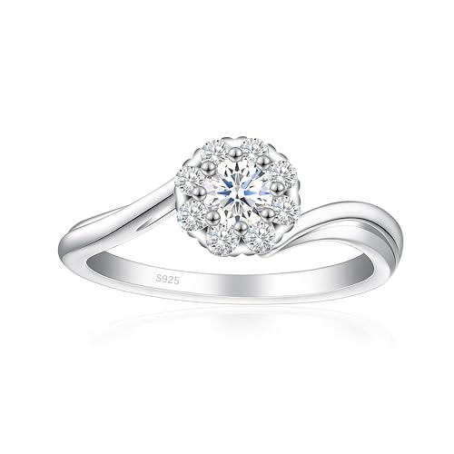 925 Sterling Silver Engagement Ring for Women Promise Ring for Her Wedding Bands Cubic Zirconia Ring Size 4-10.5