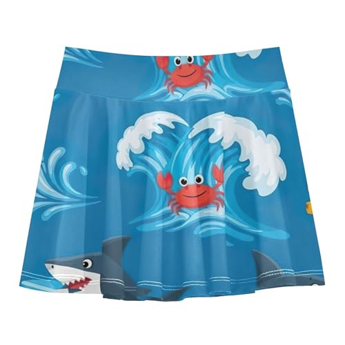 Cartoon Sea Animals Sharks Skirts with Shorts 2 in 1 Girls Skorts Athletic Shorts Teen Cheer 4t