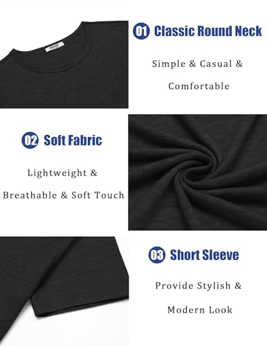 COOFANDY T Shirt Herren Kurzarm Sommer Tshirt Rundhals T-Shirt Unterhemd Einfarbig Basic Tshirt für Männer – Bild 6