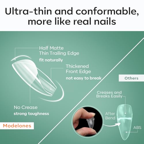 Image of Modelones Extra Short Coffin Fake Nail Tips - 510Pcs Gel Tips Pre-shaped Half Matte Full Cover Clear Acrylic Gel Kit False Press on Nails for Extension DIY Salon 15Sizes