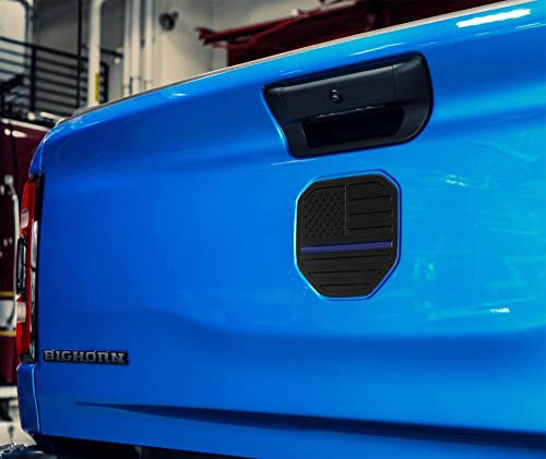 Image of CONGCONG Rear Tailgate American Flag Emblem Badge Compatible with 2019-2023 Dodge Ram 1500 /2500 /3500(Blue Line)