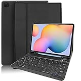 Zabatoco Funda con Teclado Español Ñ para Galaxy S6 Lite, Funda de Cuero con Teclado Bluetooth Desmontable para Samsung Tab S6 Lite 10.4'' (SM-P610/P615/P613/P619,2020/2022), Negro