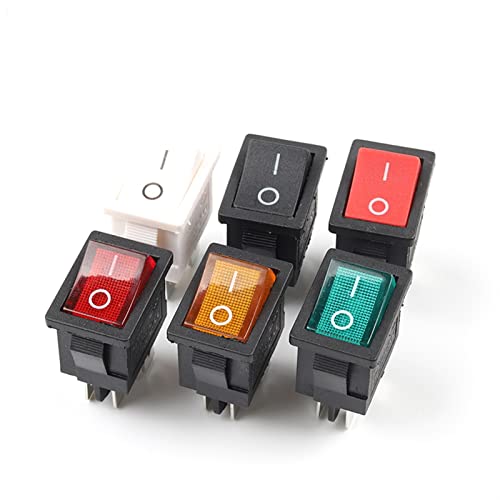 Rocker Switch 5pcs/lot 4 Pin 21 * 15mm ON-Off KCD1 Boat Car Rocker Switch 6A/250V AC 10A/125V AC Electrical Equipment with Light(Red Black)