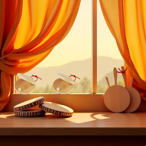 Kastagnetten aus Holz, Schlaginstrument, Hand-Finger-Kastagnetten, Holz-Kastagnetten, Klassenzimmer, DIY, Rhythmus, Musik, Musikinstrument, 4 Stück