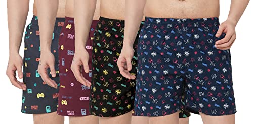 Image of GoSriKi Men's Cotton Printed Boxer Shorts (Pack of 4) (ANL-BXR-PACK-4-GS-026)