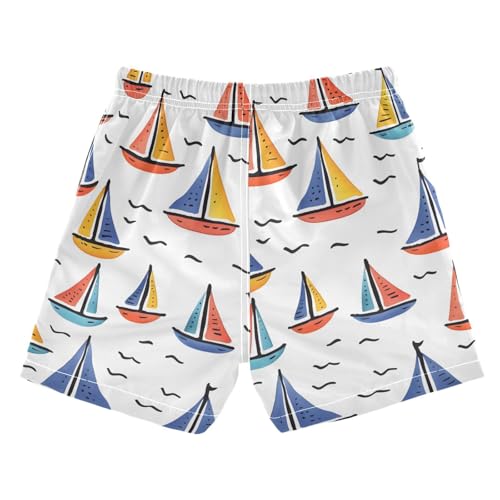 OREZI Boys Swim Trunk Shorts Colorful Boats Bathing Suit for Toddler Kids Teens2