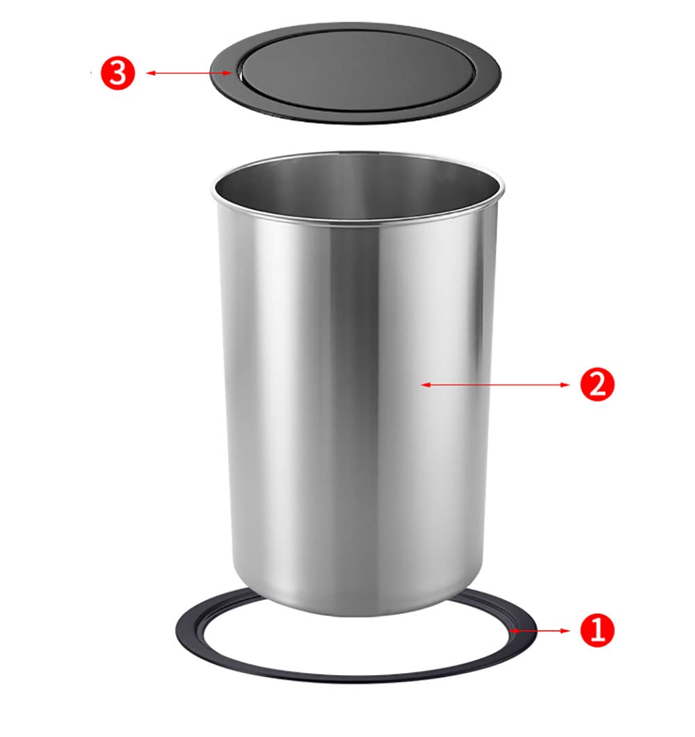 Cubo De Basura De Cocina, Cubo De Basura De Acero Inoxidable A Prueba De Herrumbre Integrado En La Encimera Con Tapa Abatible De Equilibrio Negro, Ojal De Basura Integrado