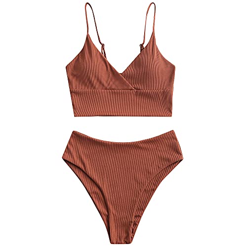 ZAFUL Gerippt Fest Chorhemd Hohes Bein Schnitt Hohe Taille Tankini Set...