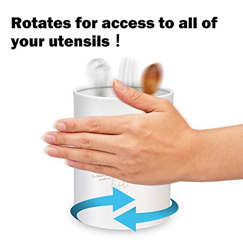 Kitchen Utensil Holder, Loyalfire Large Stainless Steel Weighted Sturdy Base, Cooking Countertop Organizer, Gripped Insert, Rust Proof and Dishwasher - Thumbnail 3