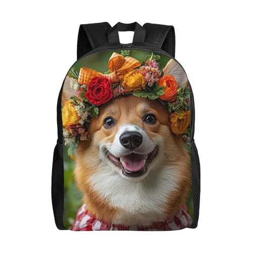 Travel Backpack for Women & Men Dog Flower Lightweight, Large Capacity Backpack For Adult 16 Inch