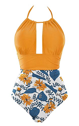 Eomenie Women s One Piece Swimsuit Tummy Control Plus Size Swimwear Halter Bathing Suit