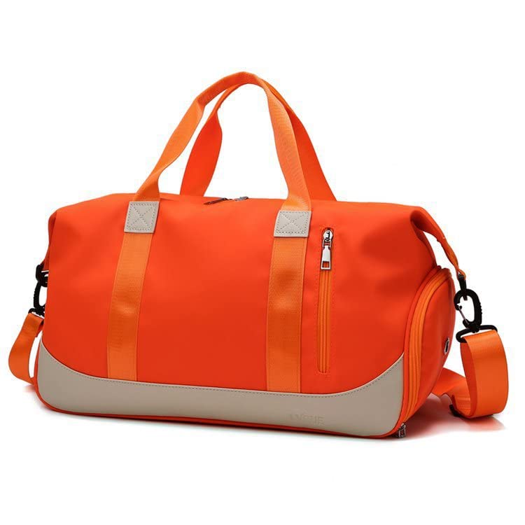 Image of Furn Aspire Lightweight Waterproof Sports Fitness Gym Duffel Yoga Weekend Travel Bag with Separate Shoes Compartment & Wet Pocket Men & Women (K. Orange)