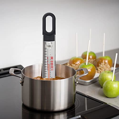 Image of KitchenAid KQ907 Curved Candy and Deep Fry Thermometer, TEMPERATURE RANGE: 100 F to 400 F /40 C to 200 C, Black