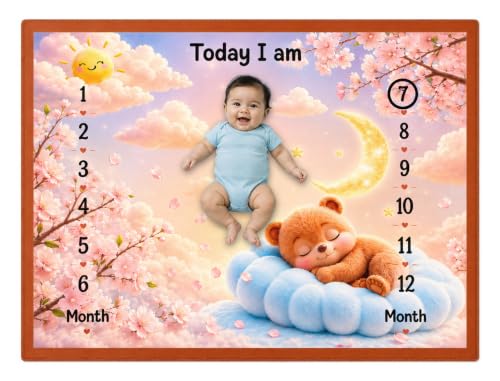 Image of NEW COMERS Milestone Baby Blanket for All Season Play Mat, Super Soft Foam | 3 Layer Thick Mat Blankets for Kids /New Born Monthly Photoshoot
