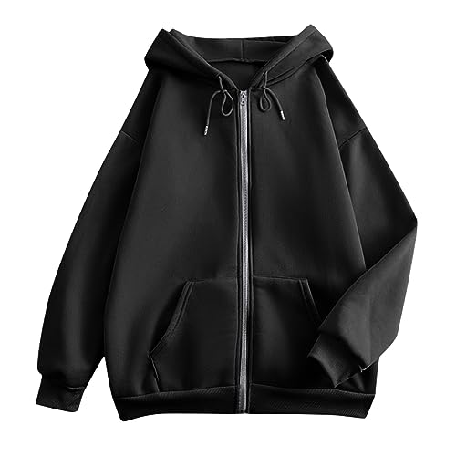 Zip Up Hoodie Women Casual Oversized Sweatshirts - Fall Fashion Fleece Lined Jacket - Thick Warm Coat Winter Clothing