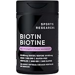 Sports Research® Max Strength Vegan Biotin 10,000mcg with Organic Coconut Oil - Helps to Maintain Healthy Hair, Nails and Skin - Great for Women & Men - 120 Veggie Softgels