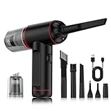 Compressed Air Duster, 100000RPM Handheld Car Vacuum/Air Blower& Pump, 3 Gear Adjustable Electric Air Duster/Car Vacuum Cleaner, Keyboard Duster with LED Light-10 Kits Air Blower for Computer(Black)