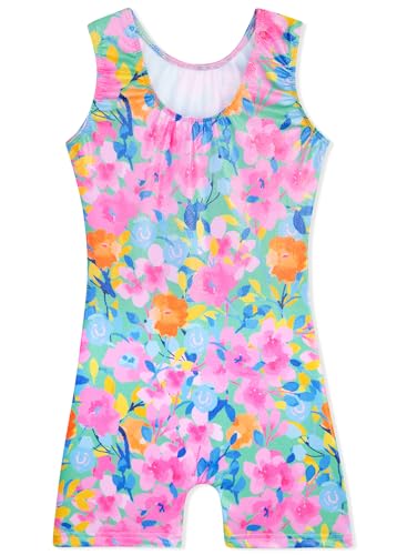 Leotards for Girls Gymnastics Toddler Dance Biketards Mermaid Unicorn Athletic Dance Wear Shiny Rainbow Blue Hotpink