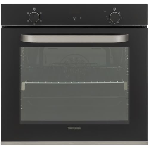 Telefunken Backofen Einbaugerät | Einbaubackofen autark | 78 Liter | Hot Air Shield | 60 cm Einbau Ofen ohne Kochfeld | Umluft/Ober-Unterhitze | 5 Funktionen | Einfache Reinigung | EEK A | Schwarz
