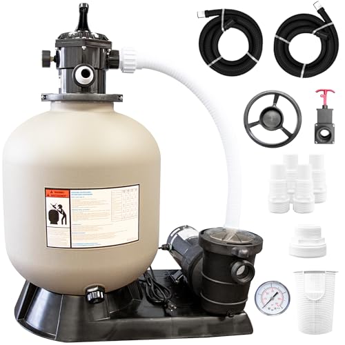 Image of SWIMLINE Sand Filter Pump for Above Ground Pool - 19'', 1 THP, 4500 GPH Pump flow rate, 6 way Multi port valve, Easy Installation