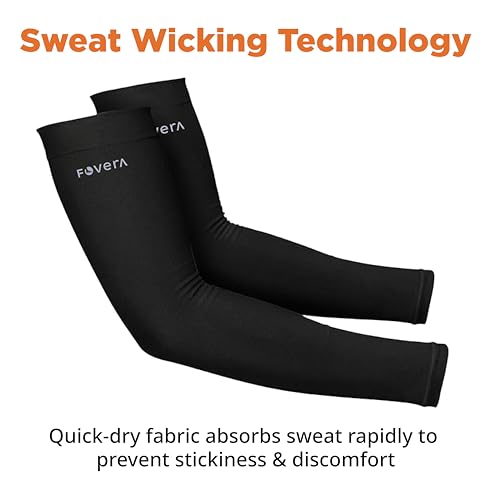Image of FOVERA UV Sun Protection Arm Sleeves for Men & Women - UPF 50+ Cooling Hand Cover for Biking, Cricket, Driving & Cycling - Seamless Compression Tattoo Cover & Tan Protection Guard