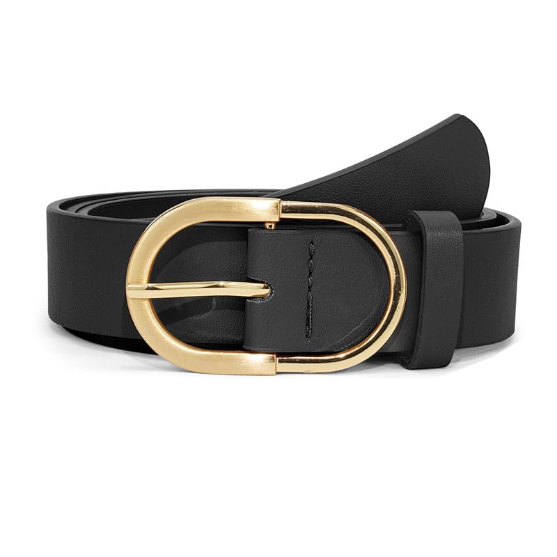 Fashion Women's Leather Belt for Dress Jeans Pants, Fashion Gold Buckle Belt for Girls Ladies