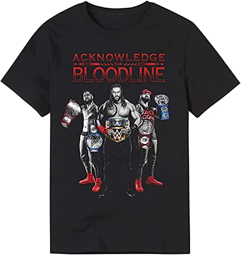 Roman Reigns Acknowledge The Bloodline The Bloodline Men T-Shirt Graphic Mens Cotton Casual Black Tee Shirt XL