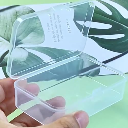 Image of 12 Pieces Clear Plastic Box Containers (3.27 x 2.13 x 1.02 inch) with Lids for Tiny Items and Other Craft Projects
