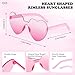 Matcheck 16 Heart Shaped Rimless Sunglasses Transparent Candy Colored Glasses Frameless Party Eyewear for Women (Pink+Bue)