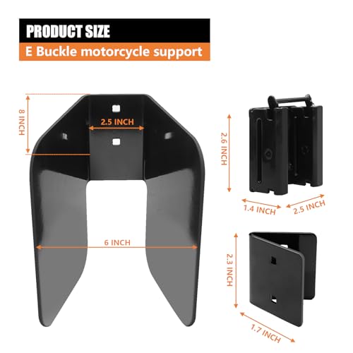 Image of 2Pack E-Track Wheel Chock for Motorcycle, E Track Dirt Bike Wheel Chocks, E-Track Accessories Hardware, Supports Tires up to 6 inch Wide Black