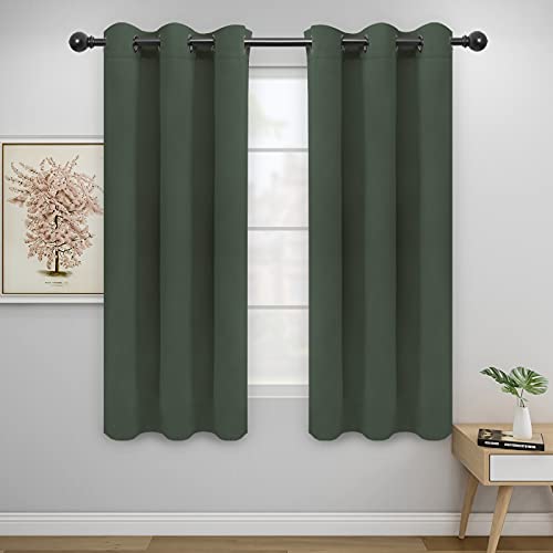 Image of Easy-Going Blackout Curtains for Bedroom, Solid Thermal Insulated Grommet and Noise Reduction Window Drapes, Room Darkening Curtains for Living Room, 2 Panels(42x63 in, Greyish Green)