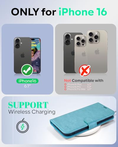OCASE for iPhone 16 Case, PU Leather Wallet, Magnetic Flip Folio Cover with RFID Blocking, Card Holders, Shockproof TPU - Image 2