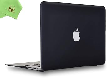 UESWILL Smooth Matte Hard Shell Case Cover Compatible with MacBook Air 11 inch Model A1370 / A1465 + Microfibre Cleaning Cloth, Black