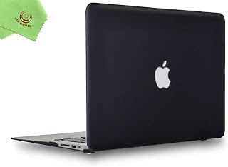 MacBook Air 13 inch Case, UESWILL Smooth Soft-Touch Matte Hard Shell Case Cover for 2008-2017 MacBook Air 13 inch (Model A1466 / A1369) + Microfibre Cleaning Cloth, Black