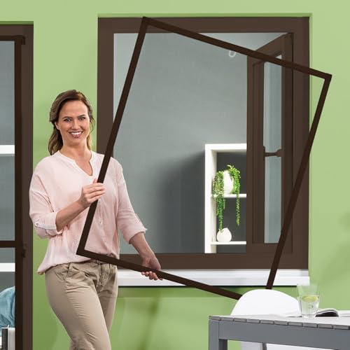 Moustiquaire Basic avec cadre en aluminium blanc, brun ou anthracite et toile FILATEC® noire, kit à découper pour montage soi-même, moustiquaire fenêtre,...