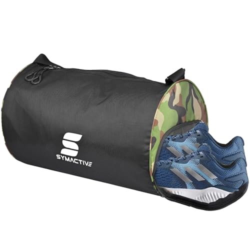 Amazon Brand – Symactive Sports Gym bag Workout Fitness Tote Polyester Lightweight Men & Women Backpack for Sports Swimming Boxing Athletic Crossfit Exercise Yoga Fitness – Black and Miltery